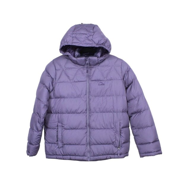 LL Bean Ultralight 650 Down Jacket Fleece Lined Quilted Purple Size L 14-16